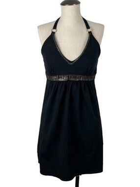 Victoria’s Secret Bra Tops | Black Halter Knee-Length Dress with Sequins
